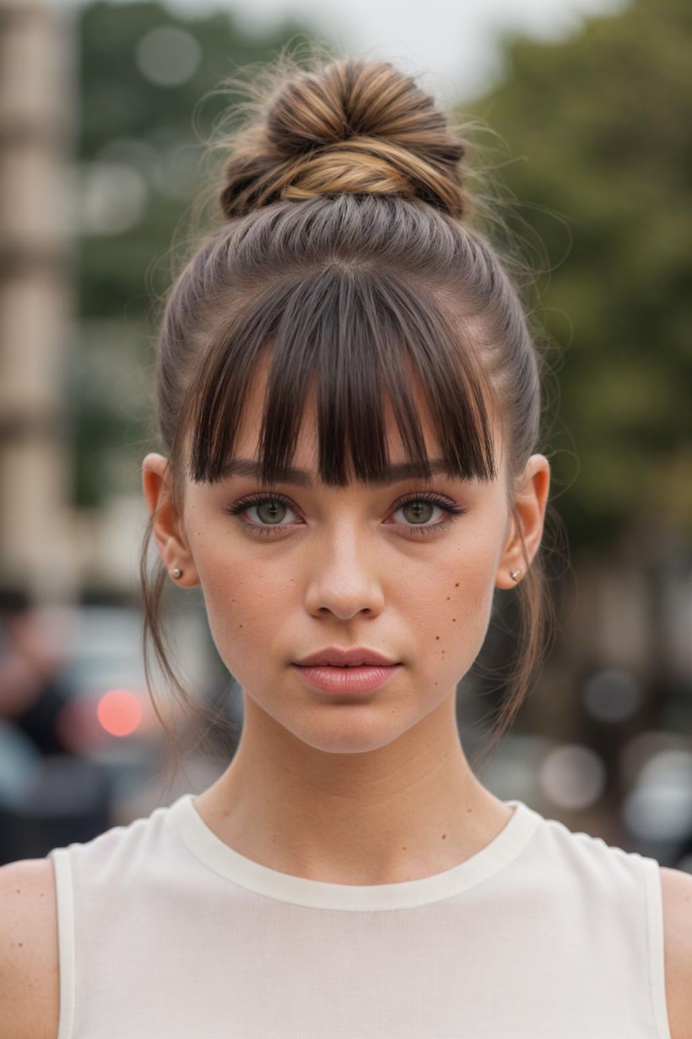 top knot with bangs hairsty