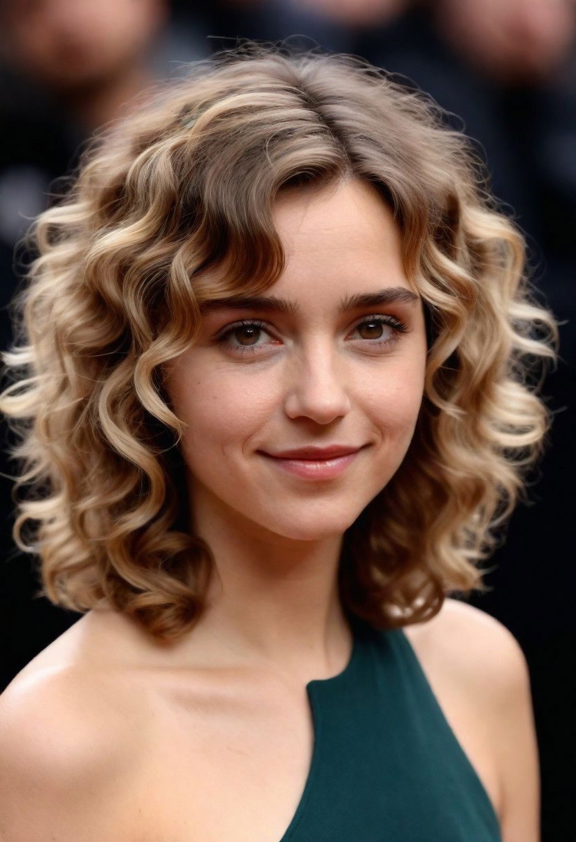 tousled curly shag hairstyle