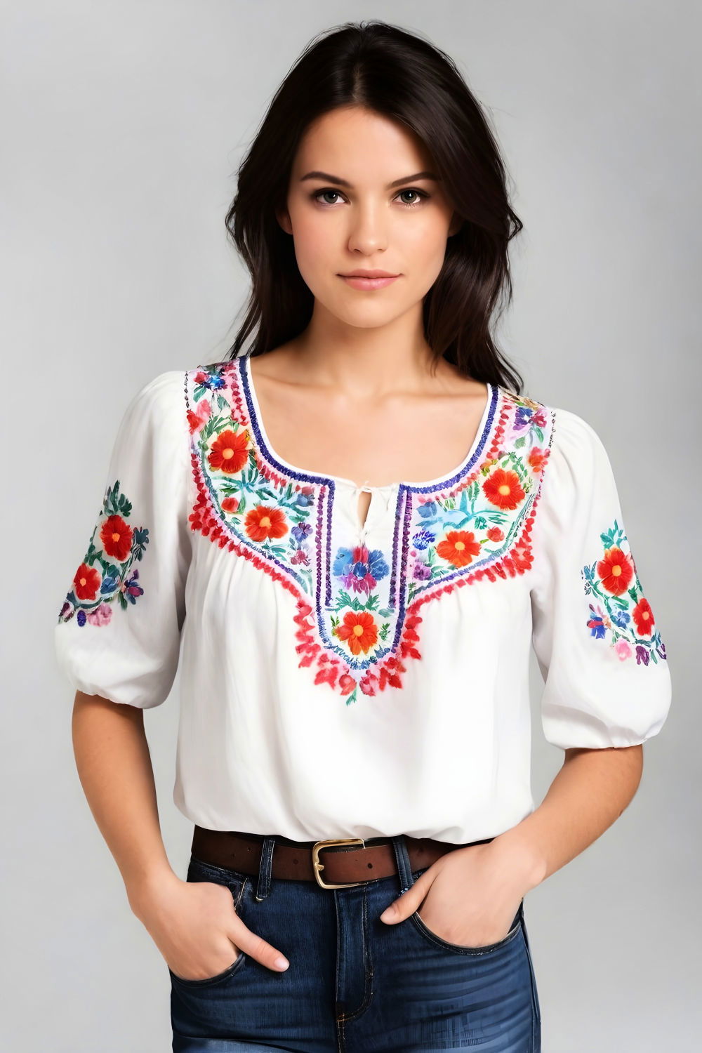 traditional embroidered peasant blouse