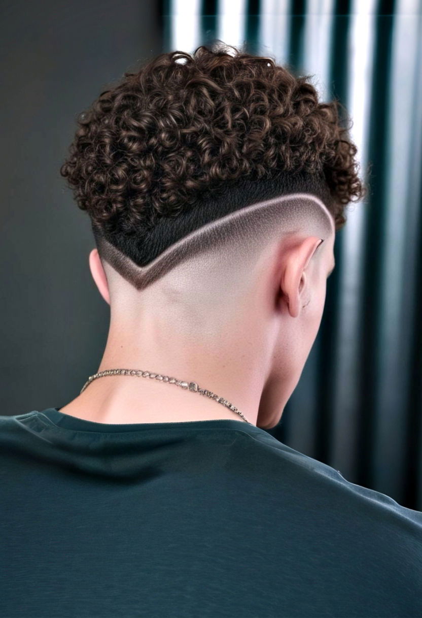 unique curly top with design for men