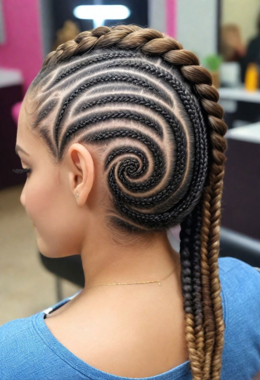 unique swirl pattern cornrows