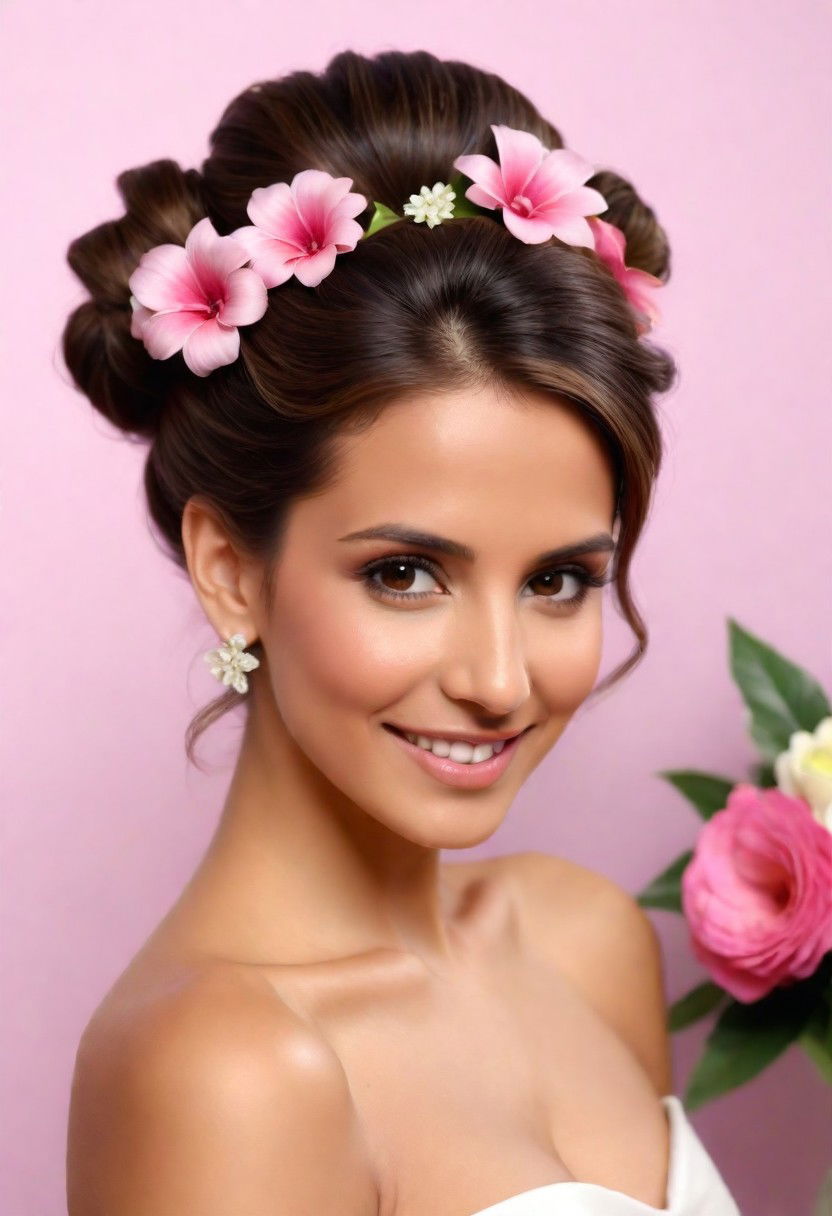 updo with flowers latina hairstyle