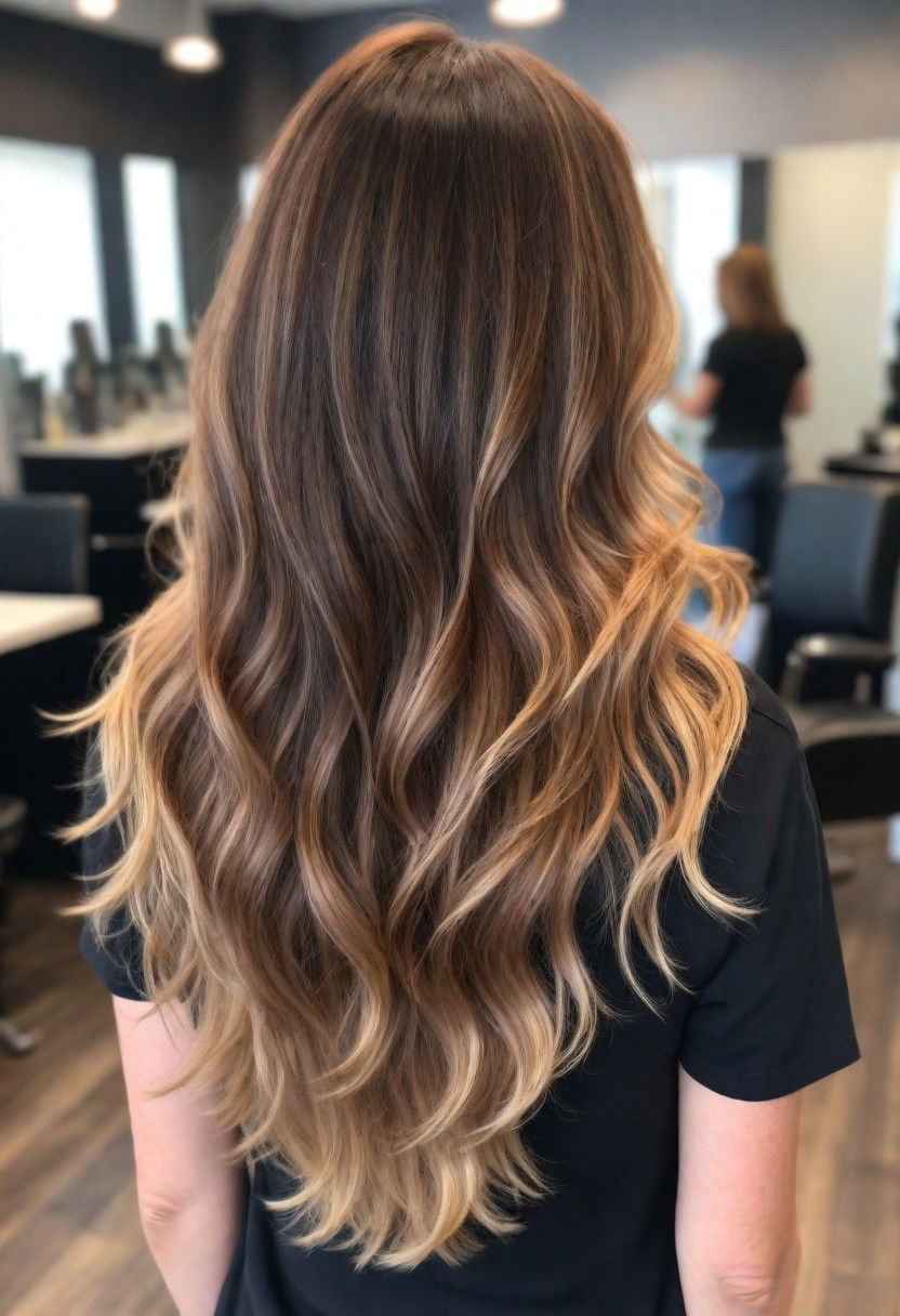 v cut layers haircut for long wavy hair