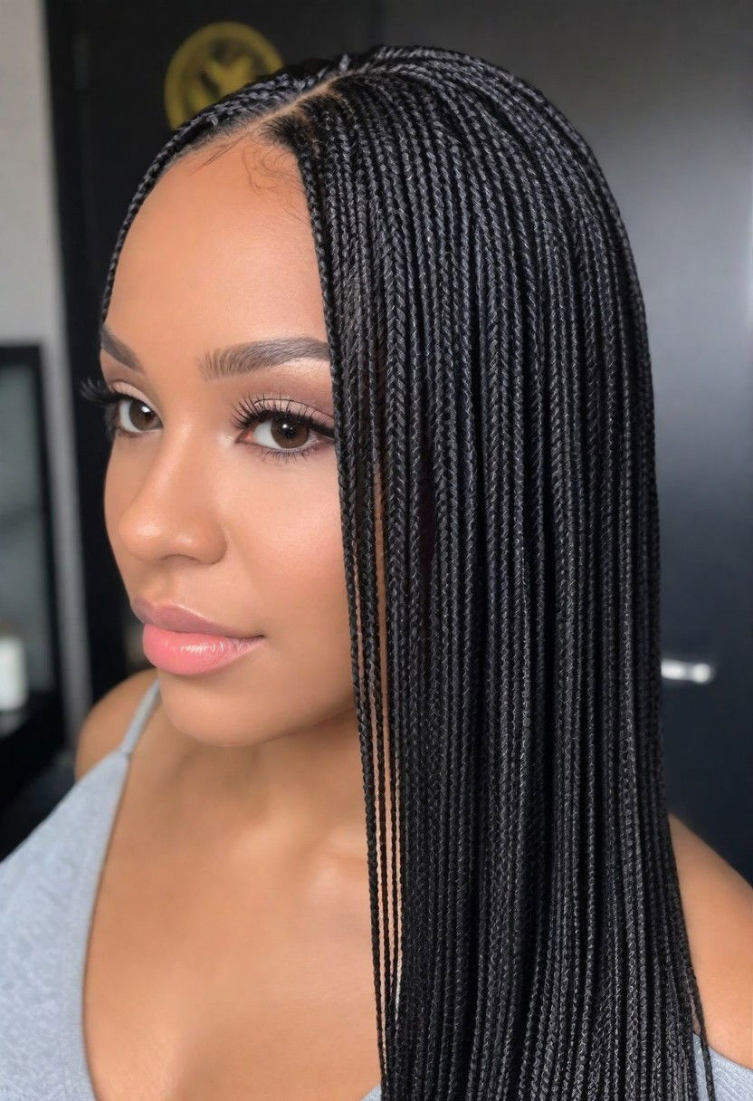 versatile and elegant micro braids hairstyle