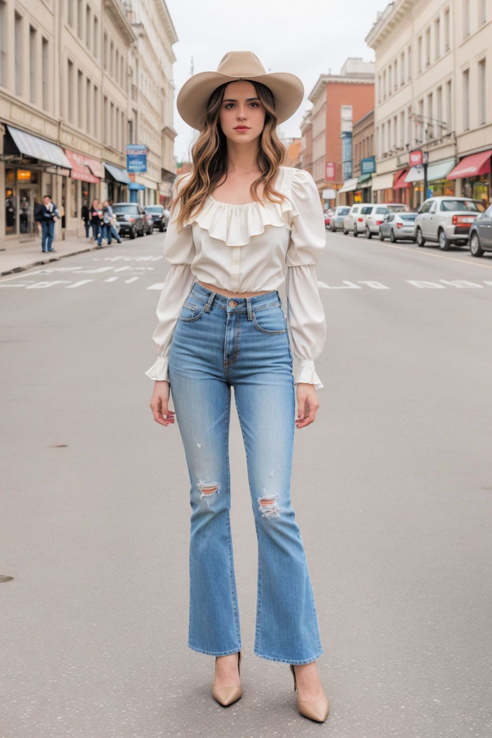 versatile high waisted flared jeans