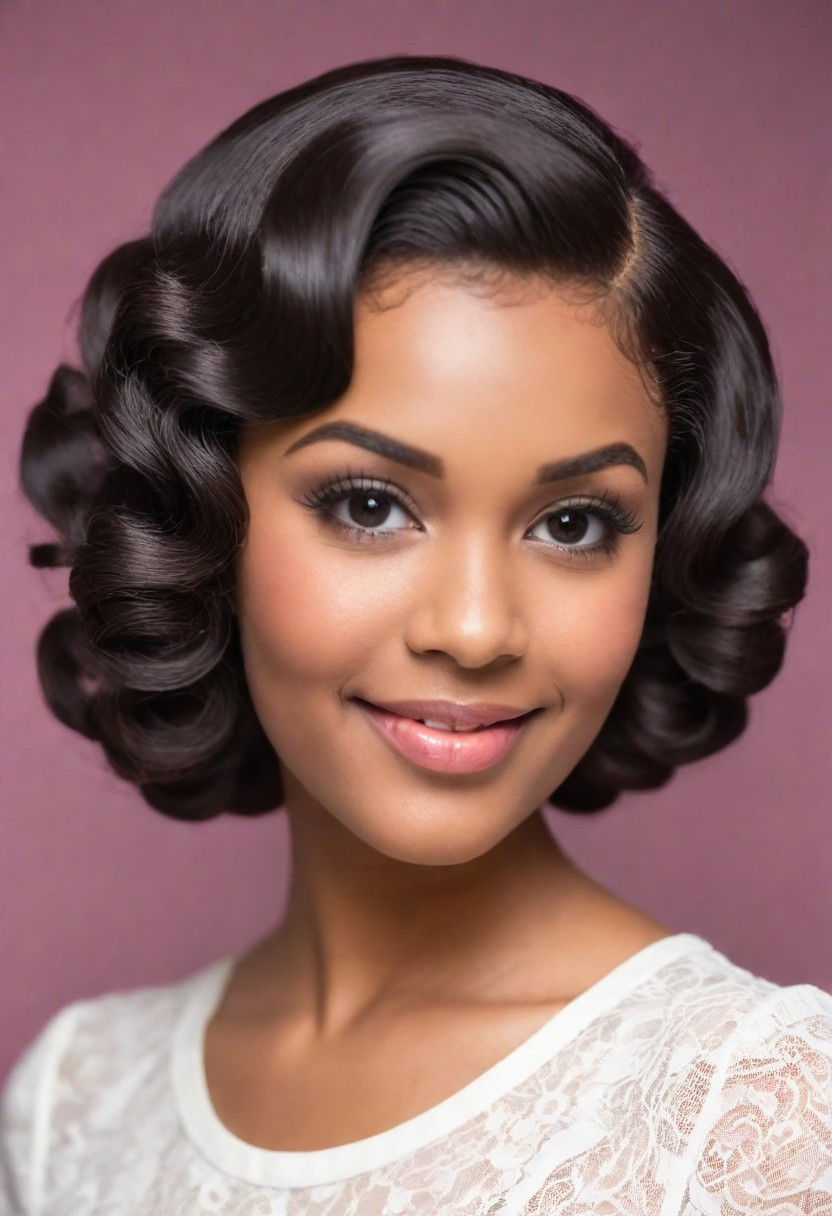 vintage inspired pin curls hairstyle