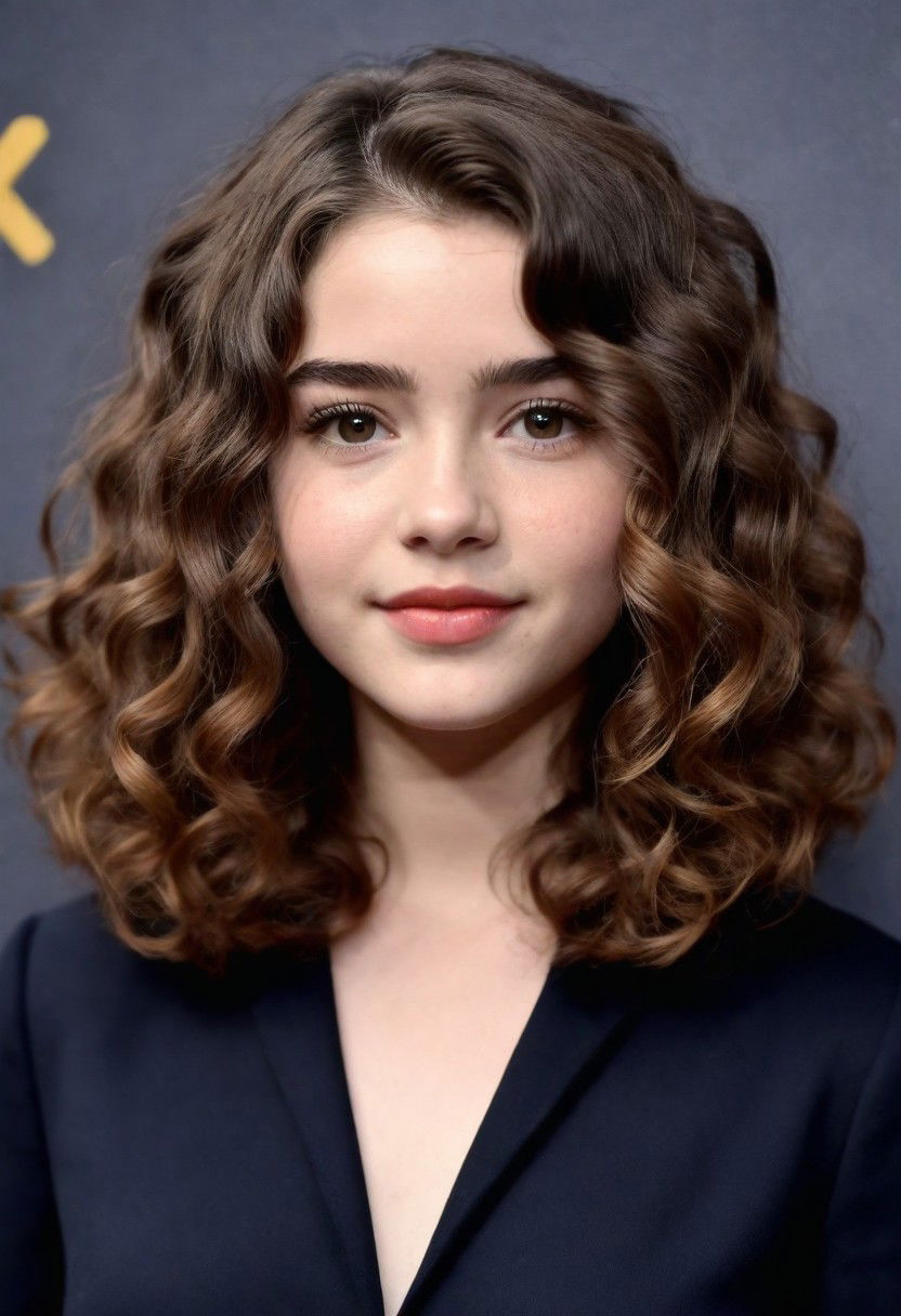 voluminous curly lob hairstyle