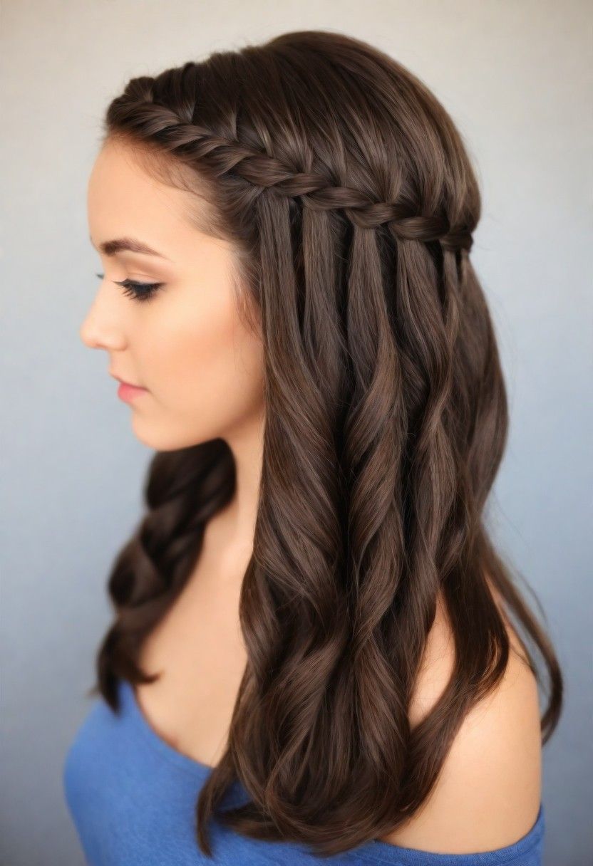 waterfall braids for medium length hairstyle