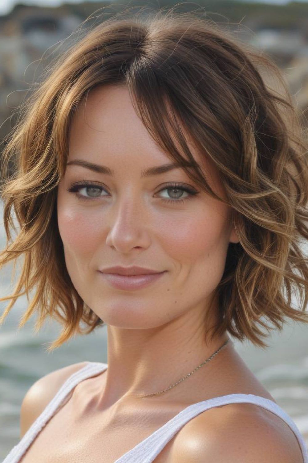 wavy bob with highlights for fine hair