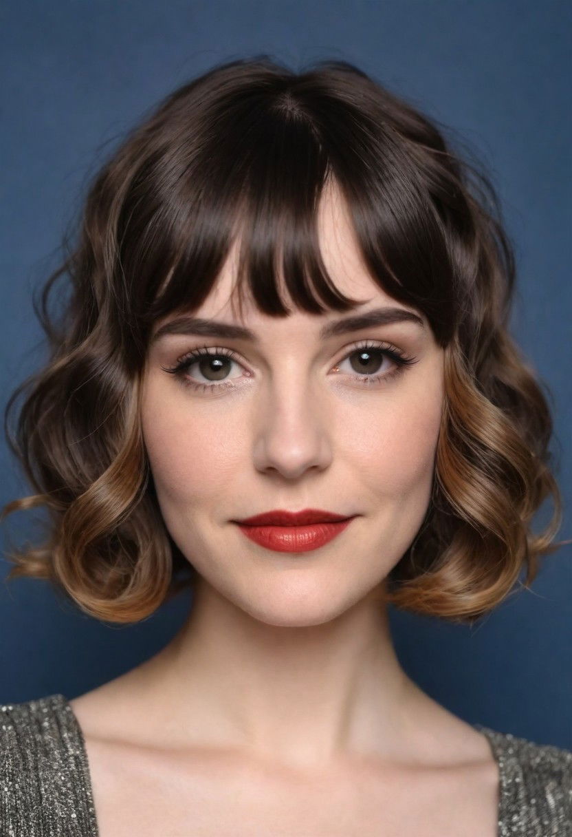 wavy lob with bangs hairstyle