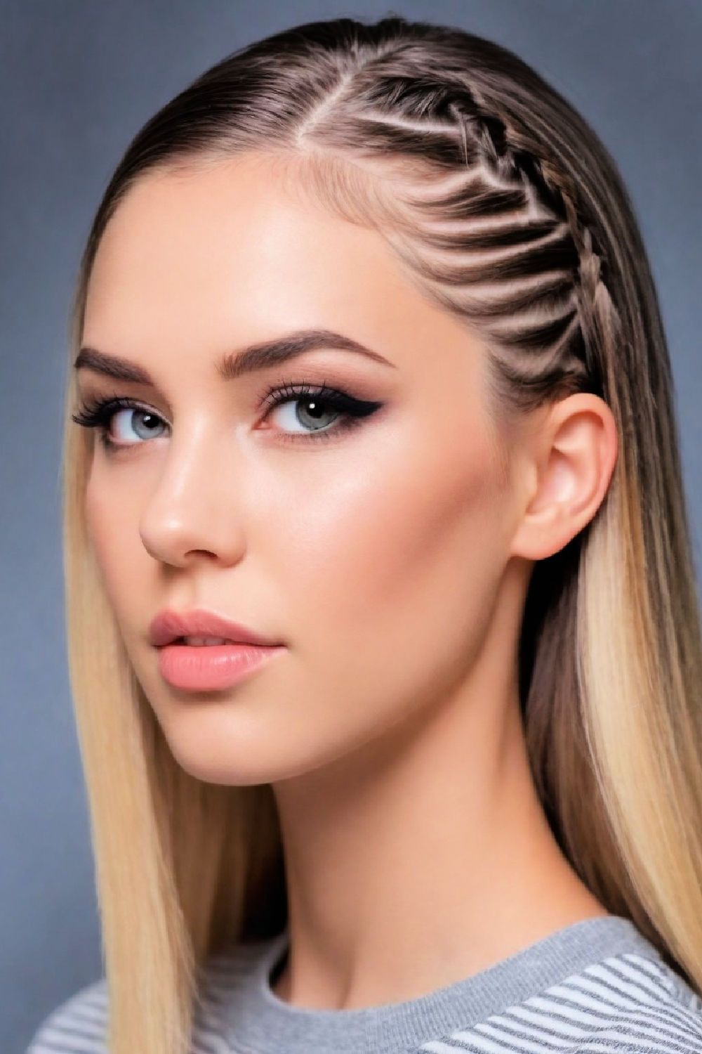 zigzag part hairstyle for long faces