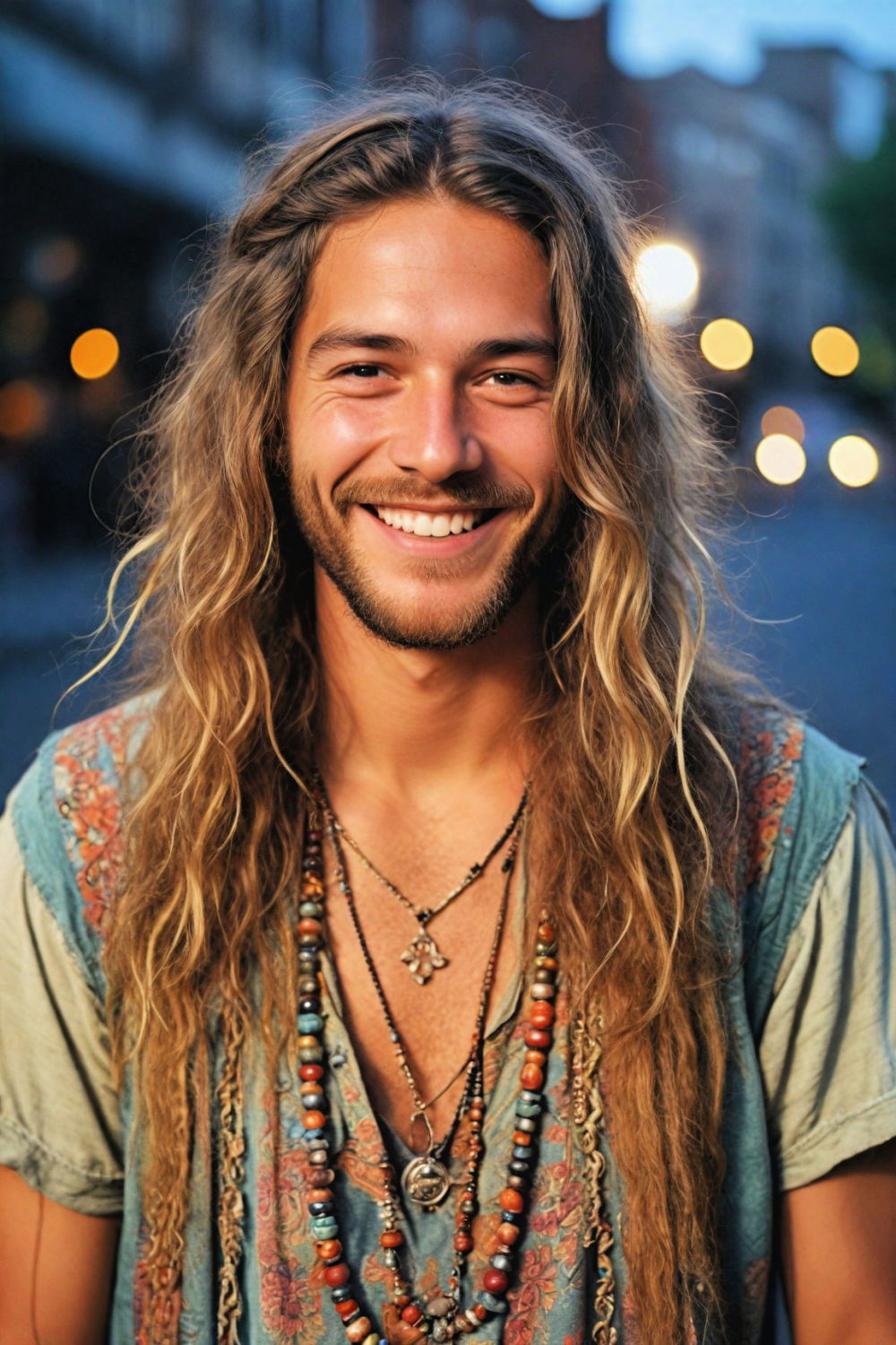 70s inspired hippie hair for men