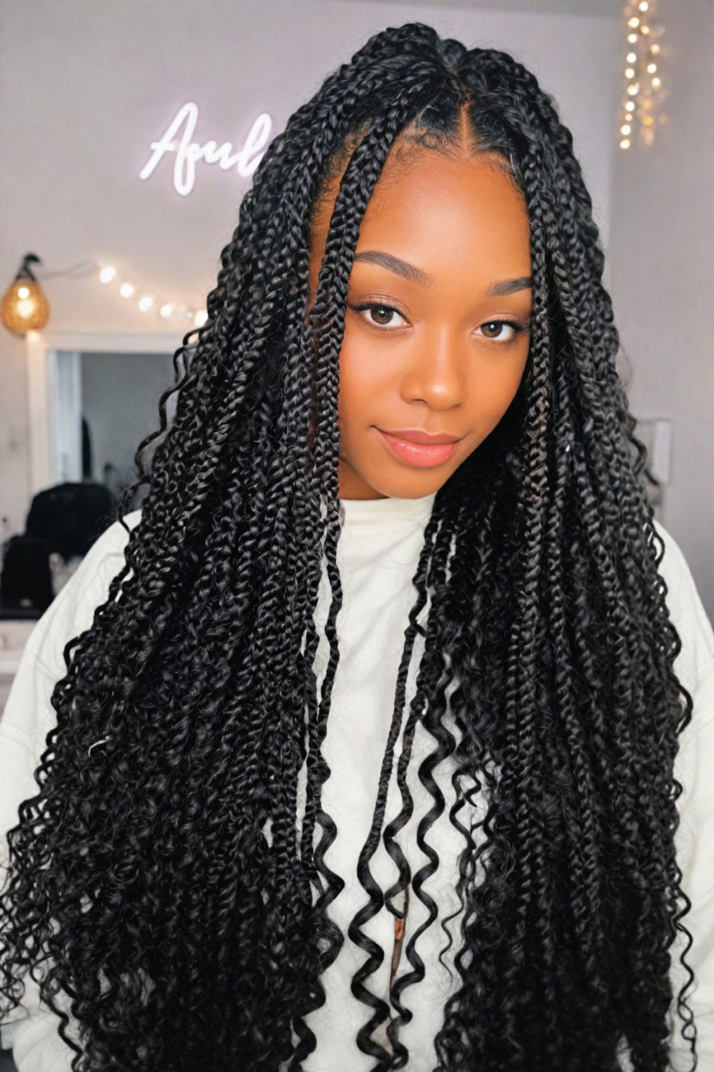 aesthetic boho box braids hairstyle
