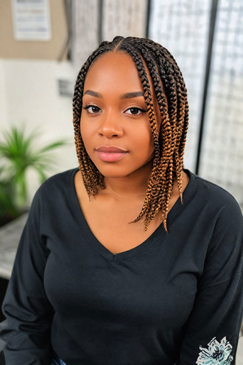 asymmetrical box braids hairstyle