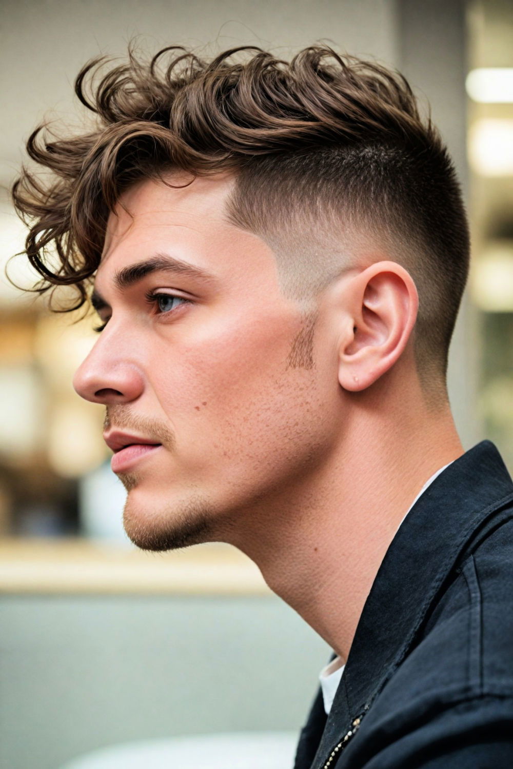 asymmetrical undercut for round face men