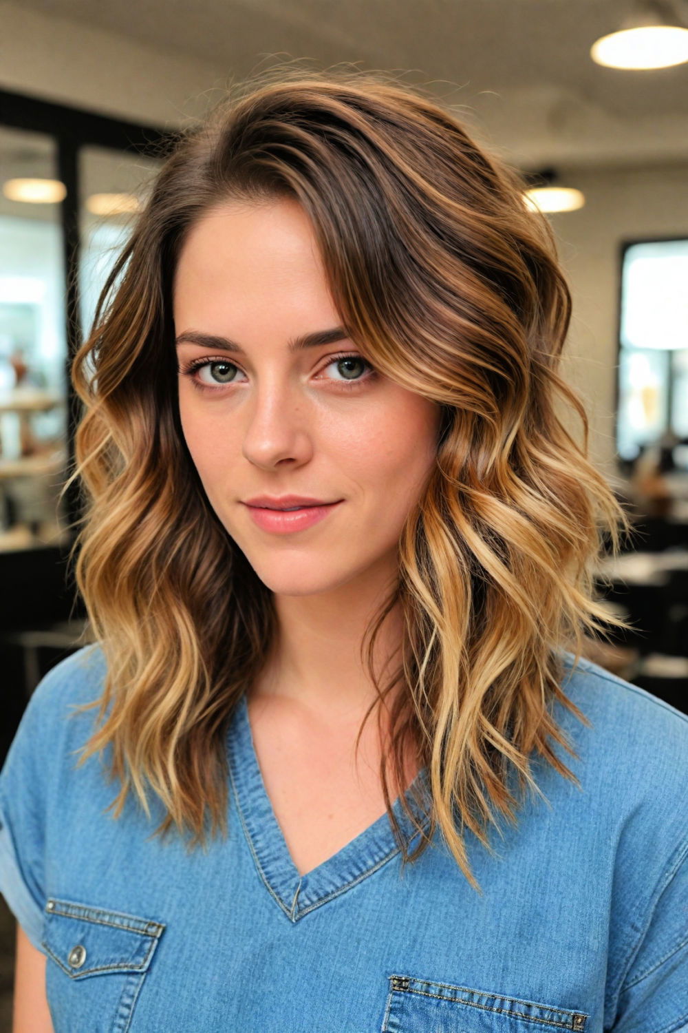 balayage highlights hairstyle for thin hair