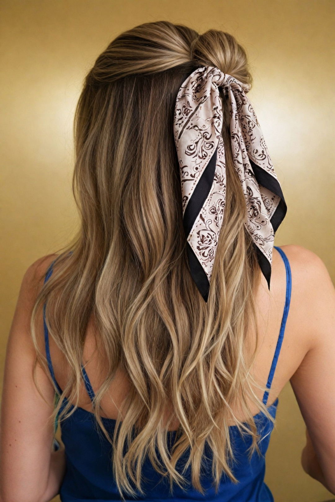 bandana backed half updo hairstyle