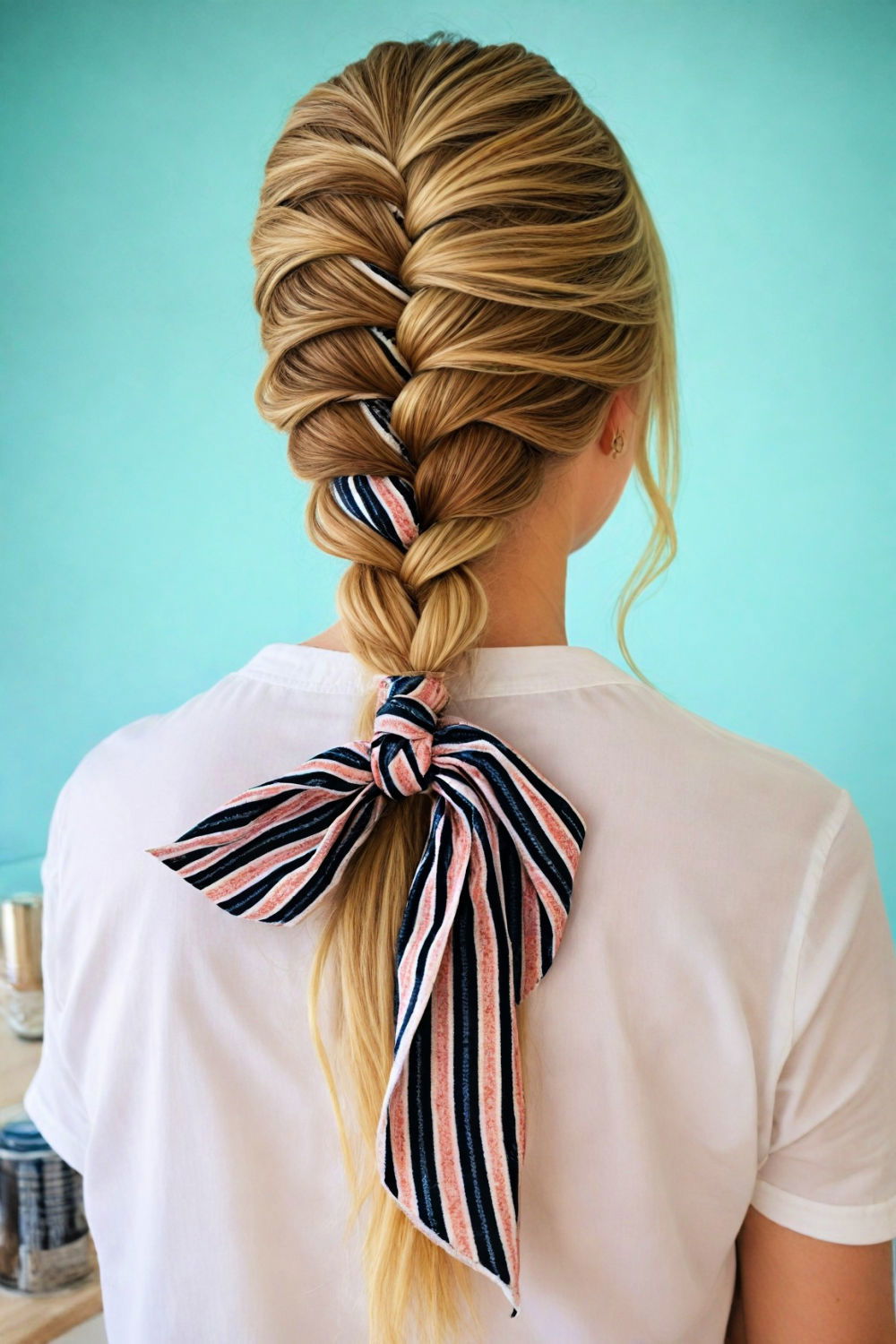 bandana weaved fishtail braid