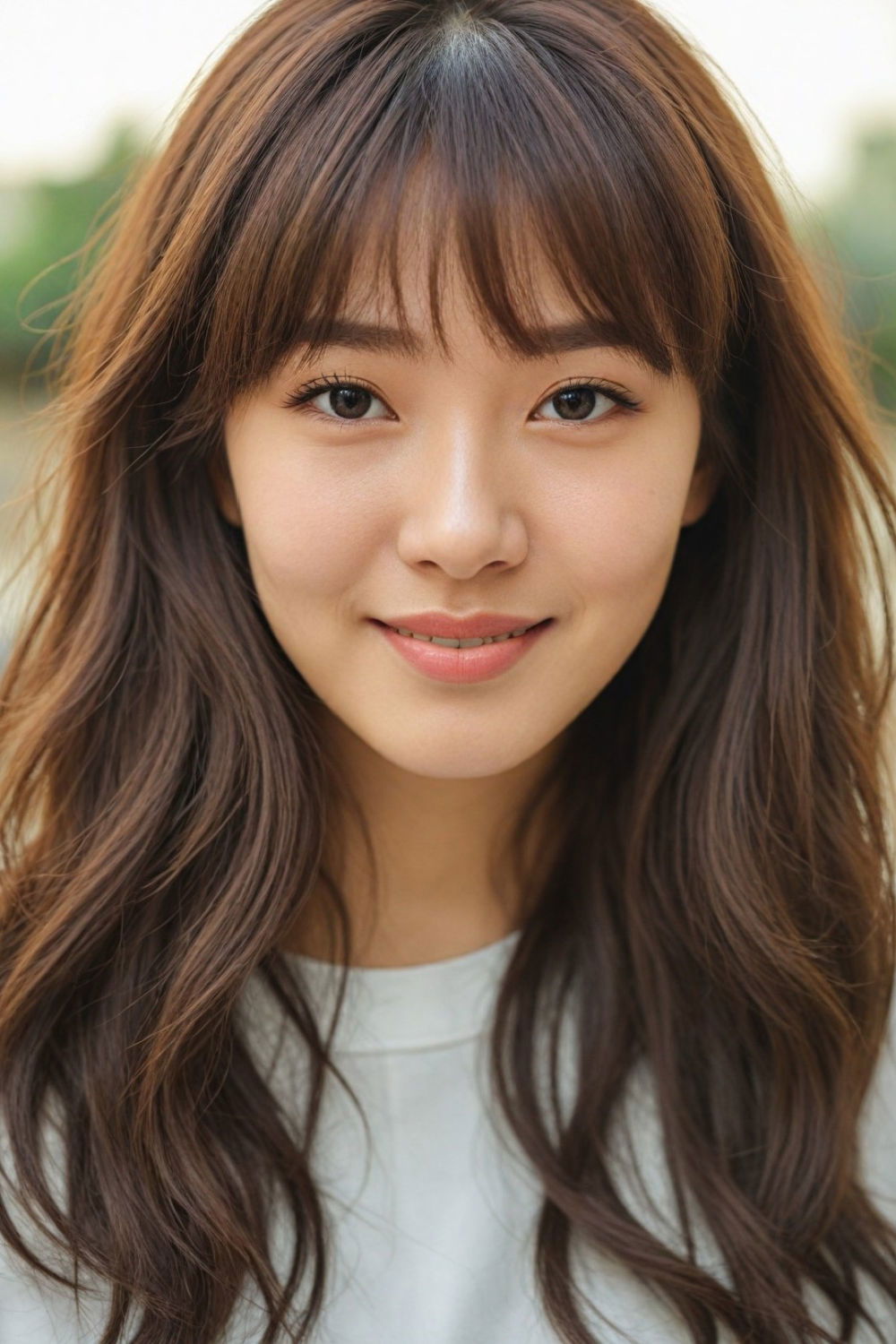 bangs and fringe korean hairstyle for women