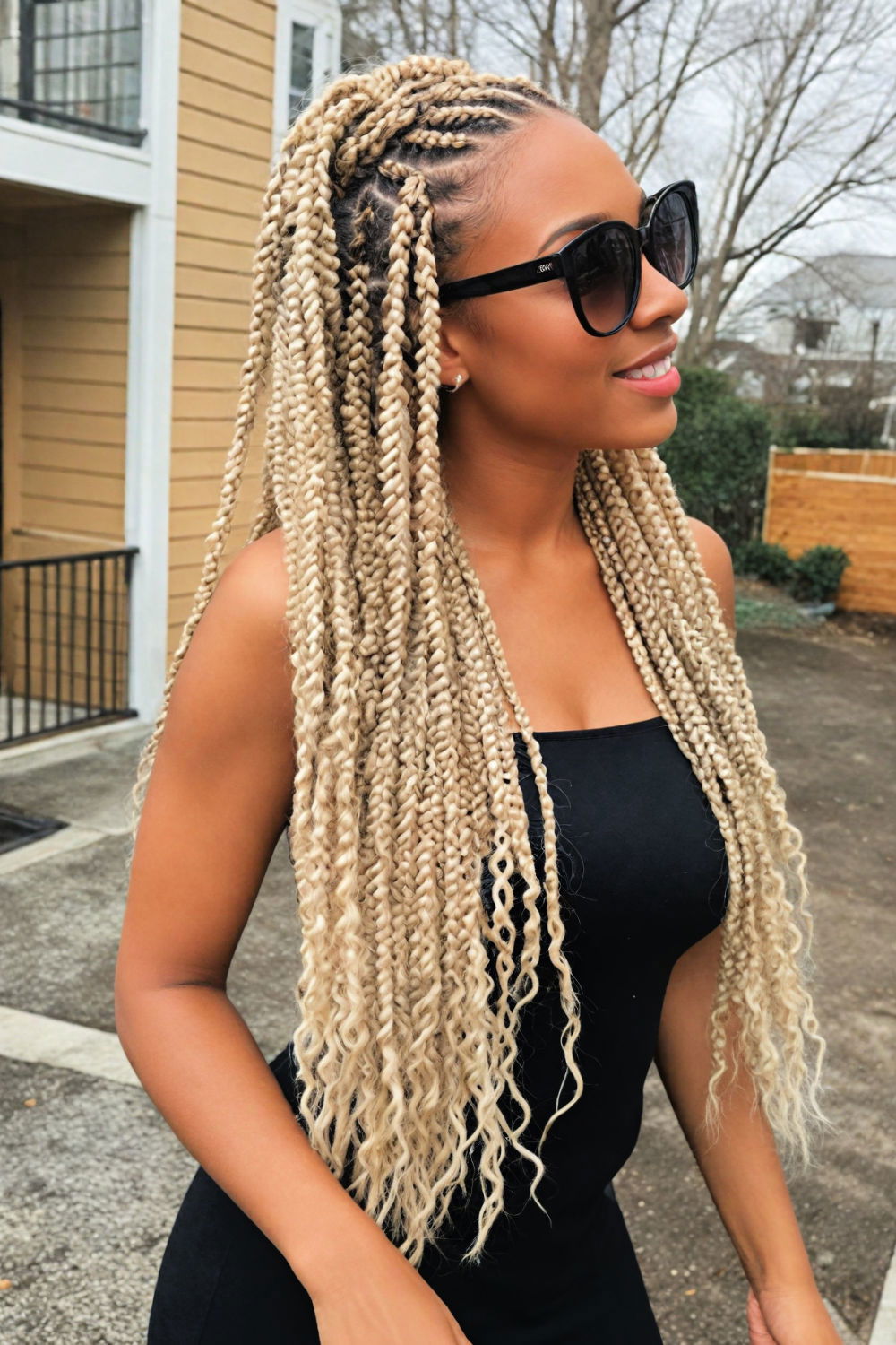 blonde box braids hairstyle