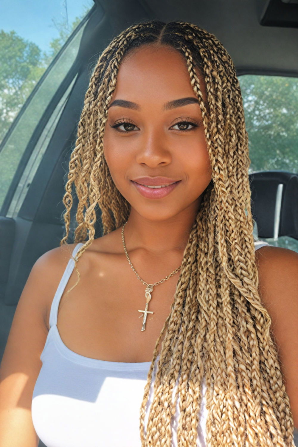 blonde knotless braids hairstyle