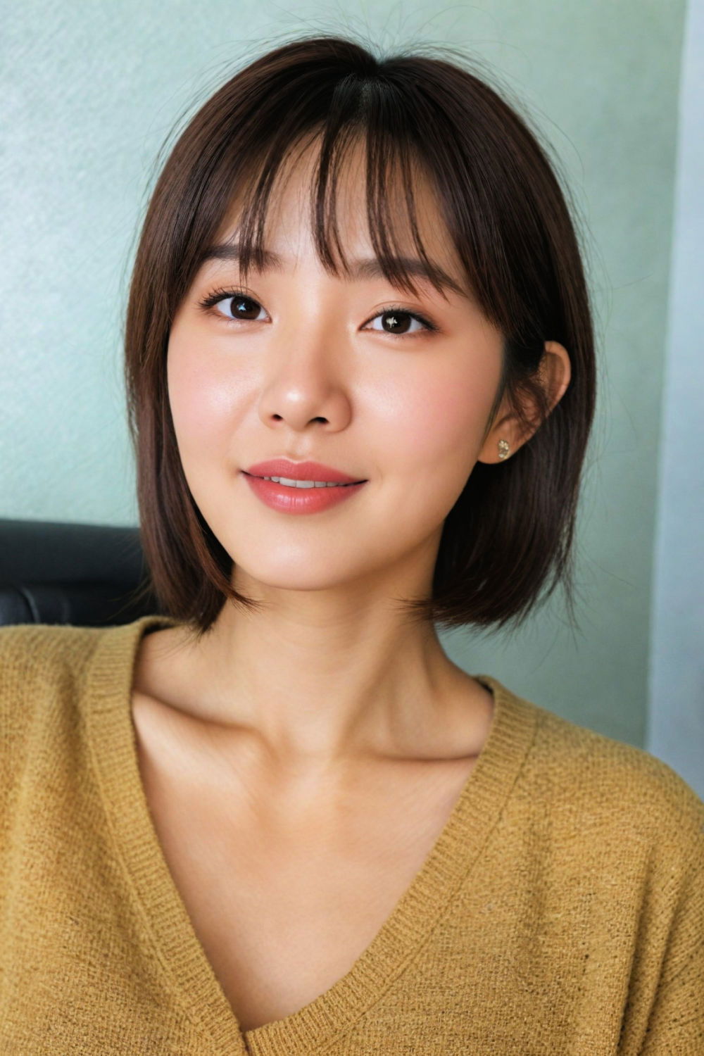 blunt cut korean women