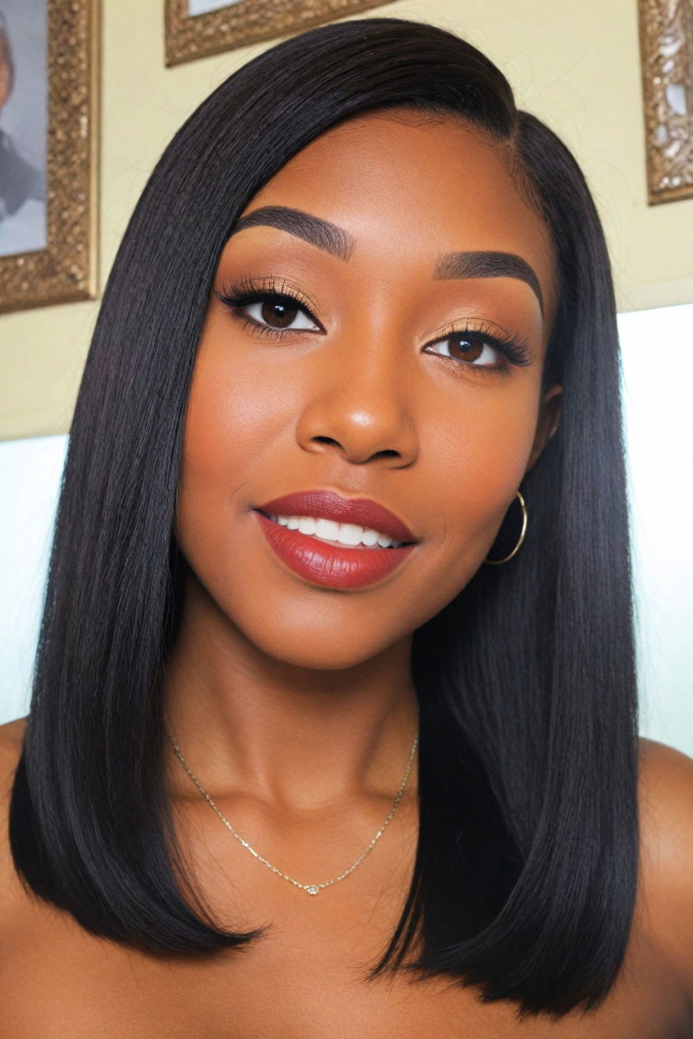 blunt cut sew in hairstyle