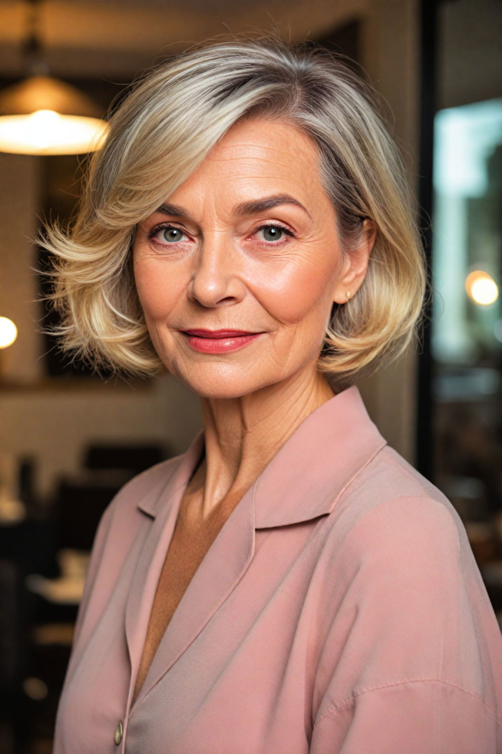 bob with balayage hairstyle for women over 60