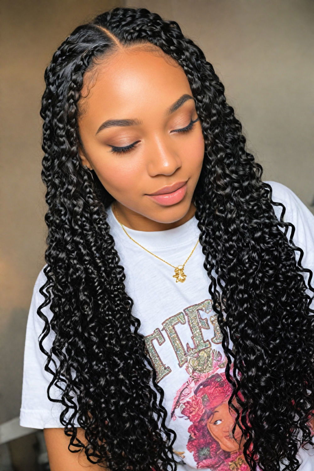 bohemian knotless braids hairstyle