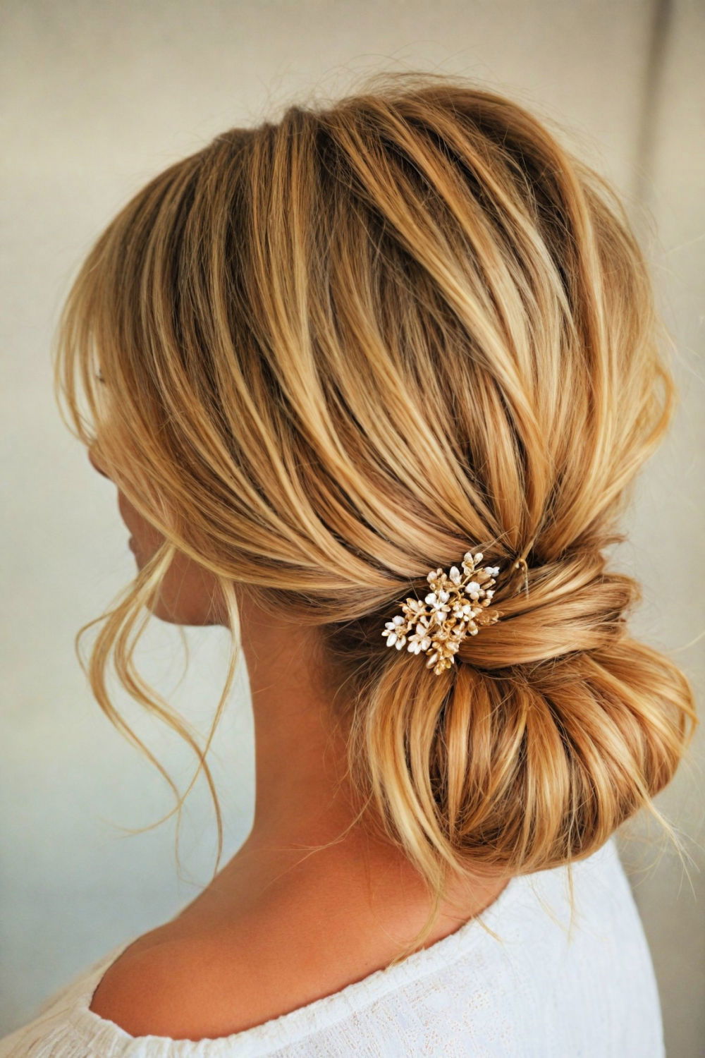 boho low bun hairstyle