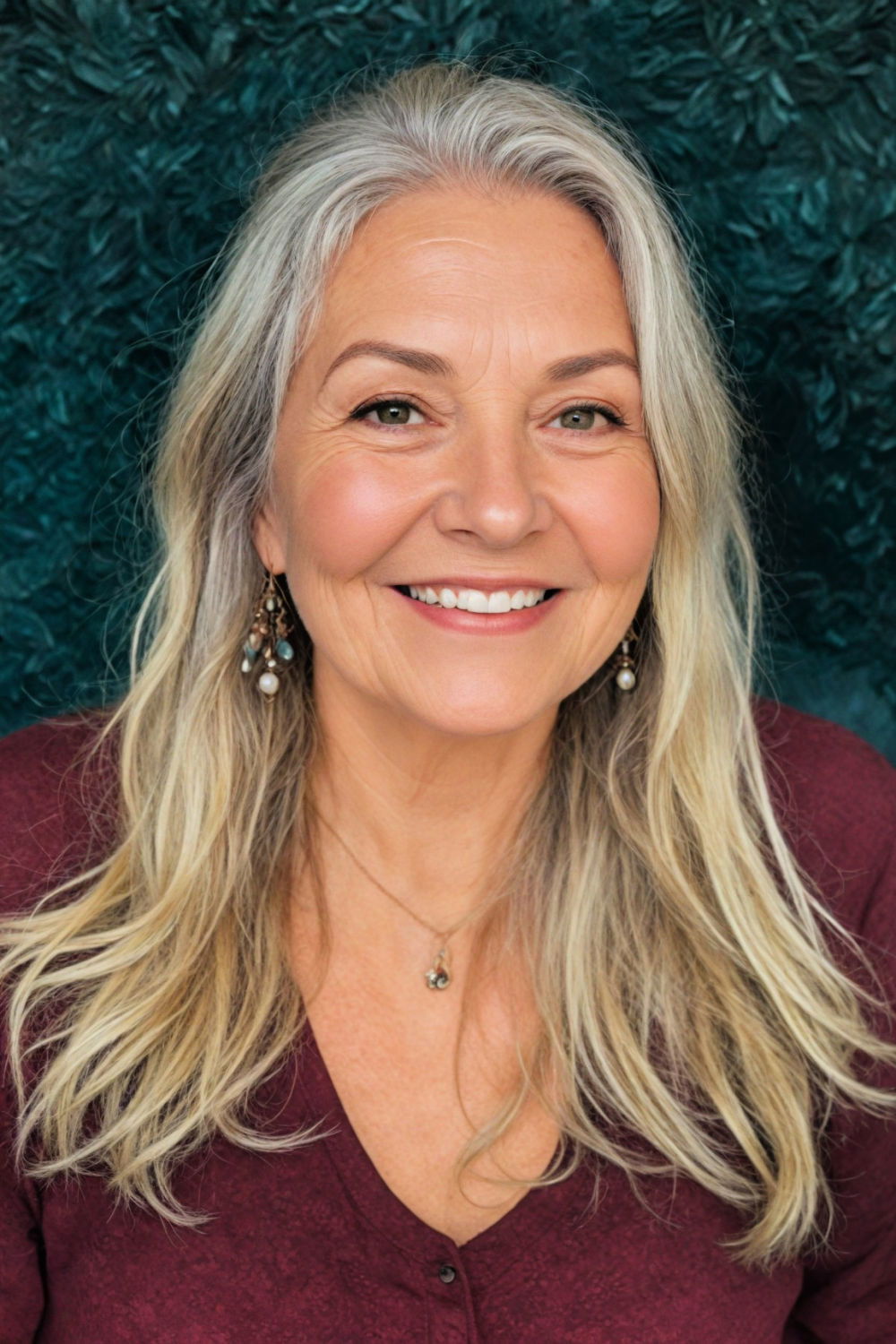 boho waves hairstyle for women over 60 with round face