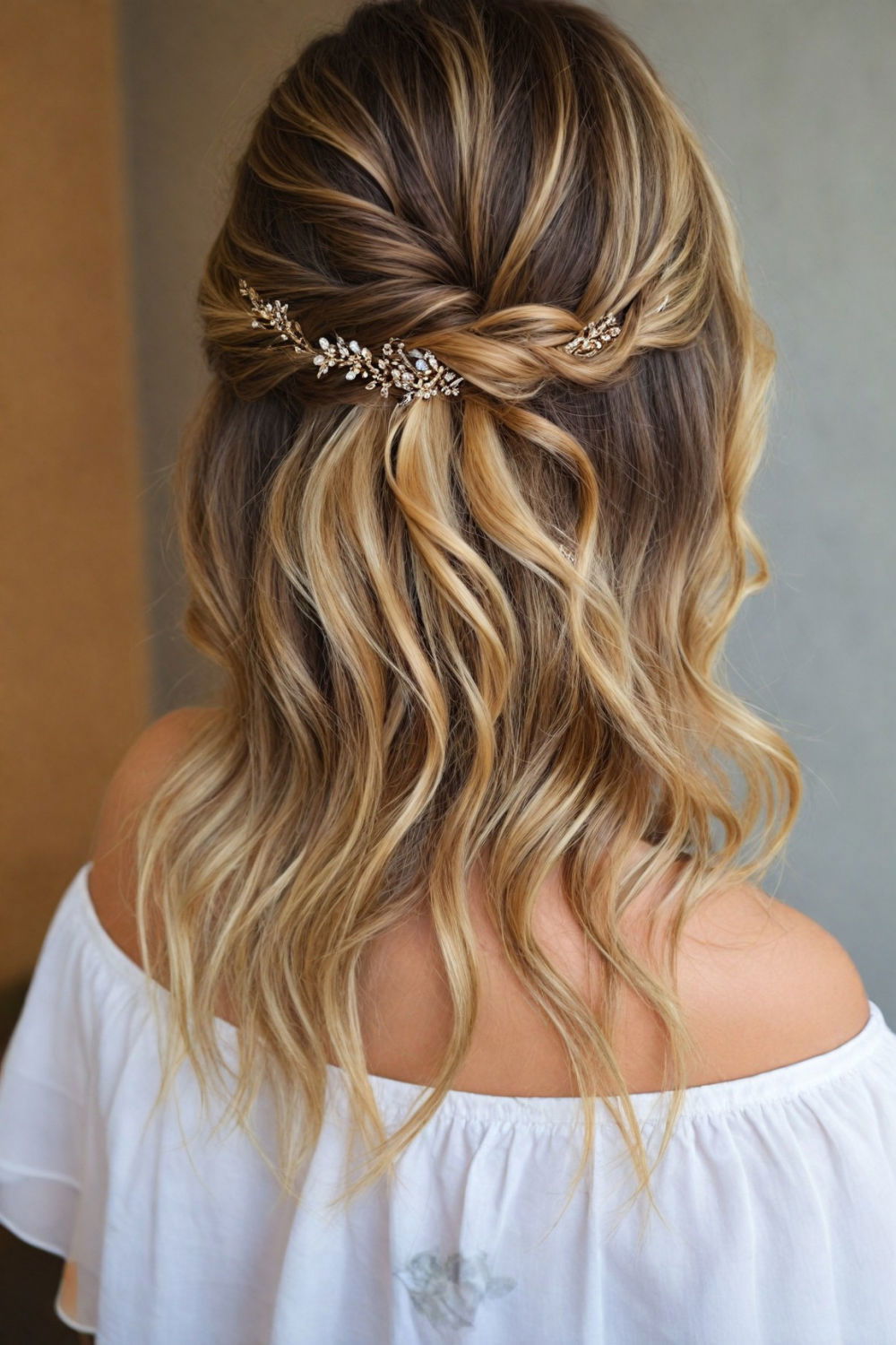 boho waves with metallic clips hairstyle
