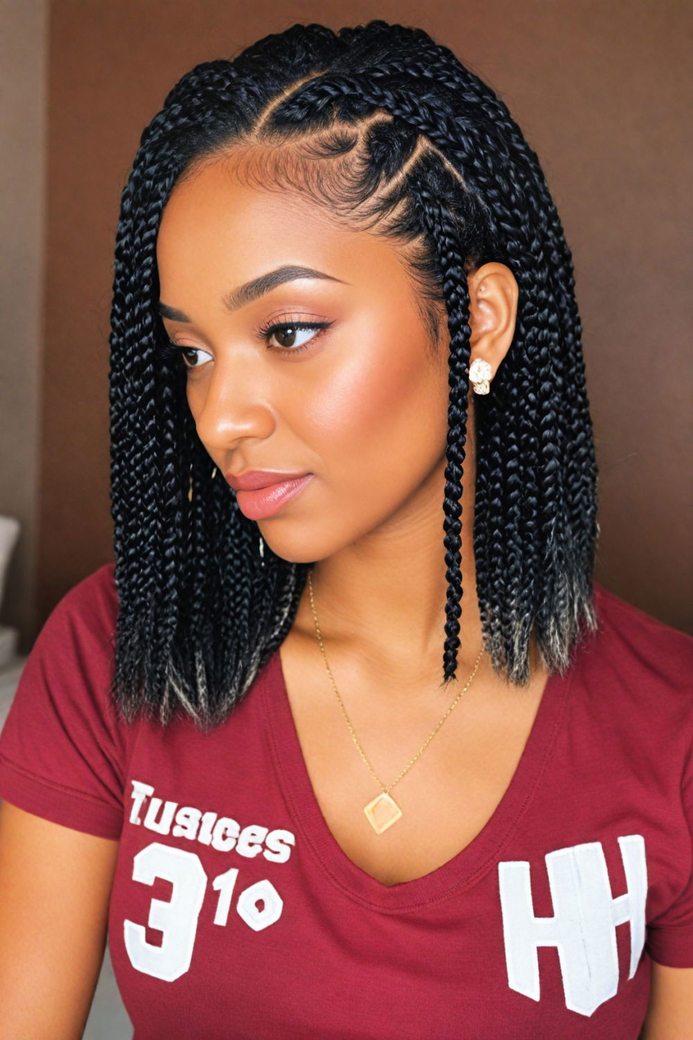 box braid bob with side part hairstyle
