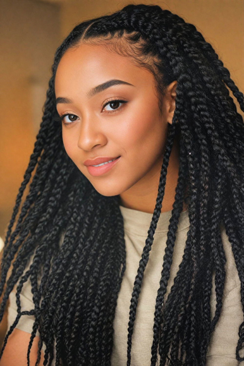 box braids sew in hairstyle