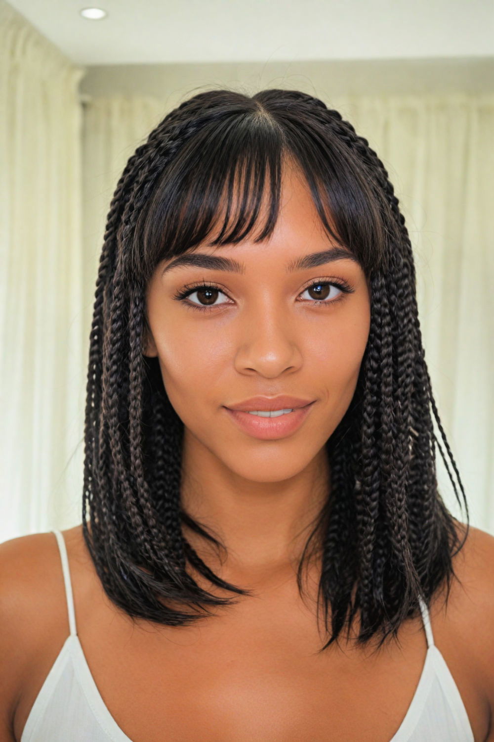 boxer braids with curtain bangs