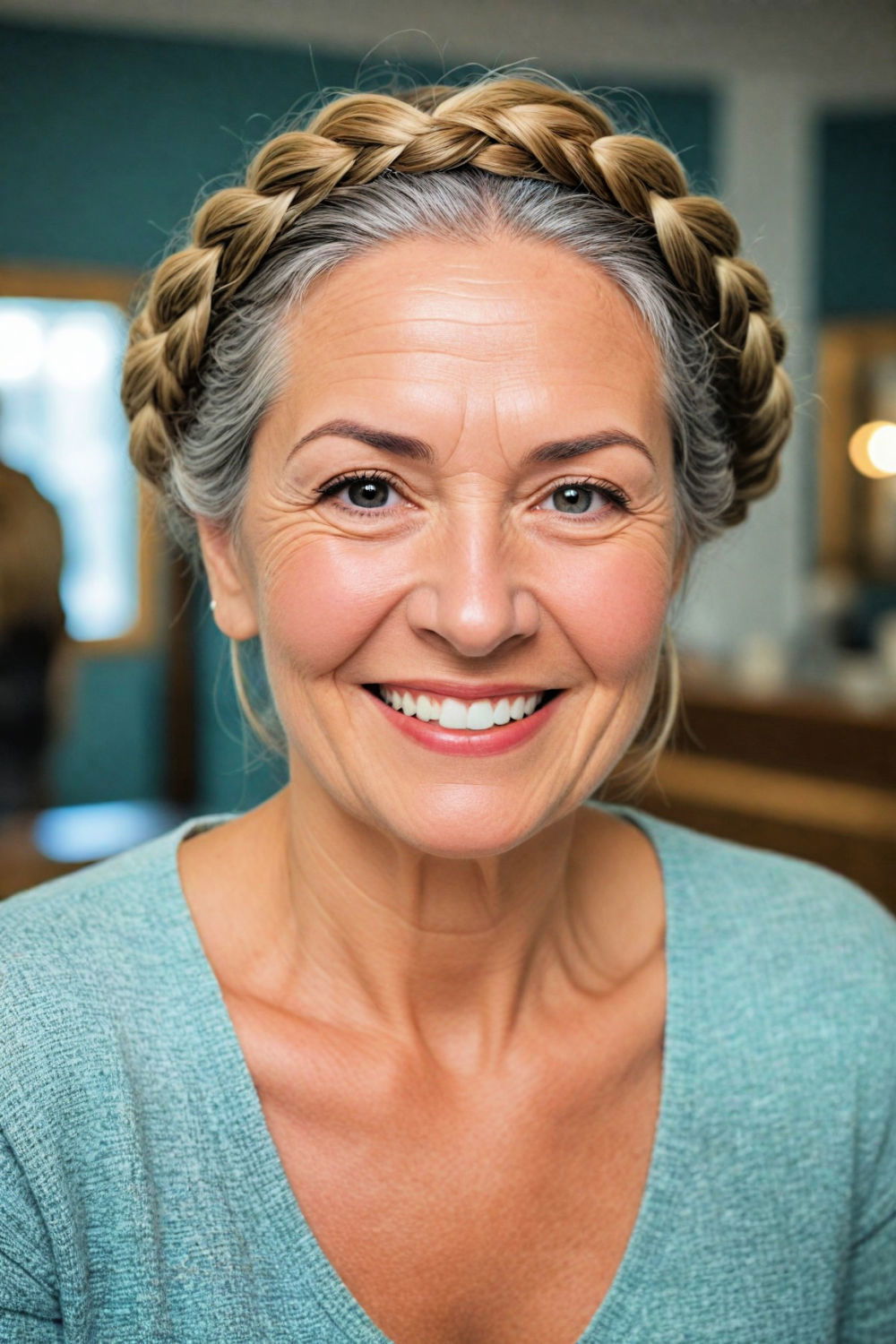 braided crown for women over 60 with round face