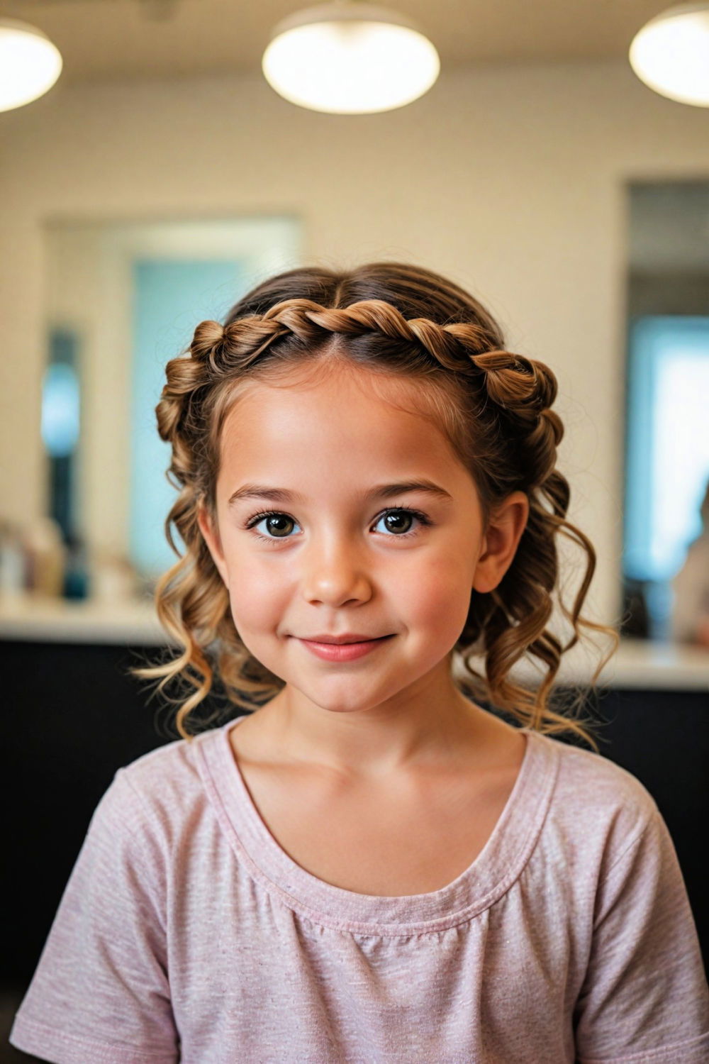 braided crown with loose curls hairstyle