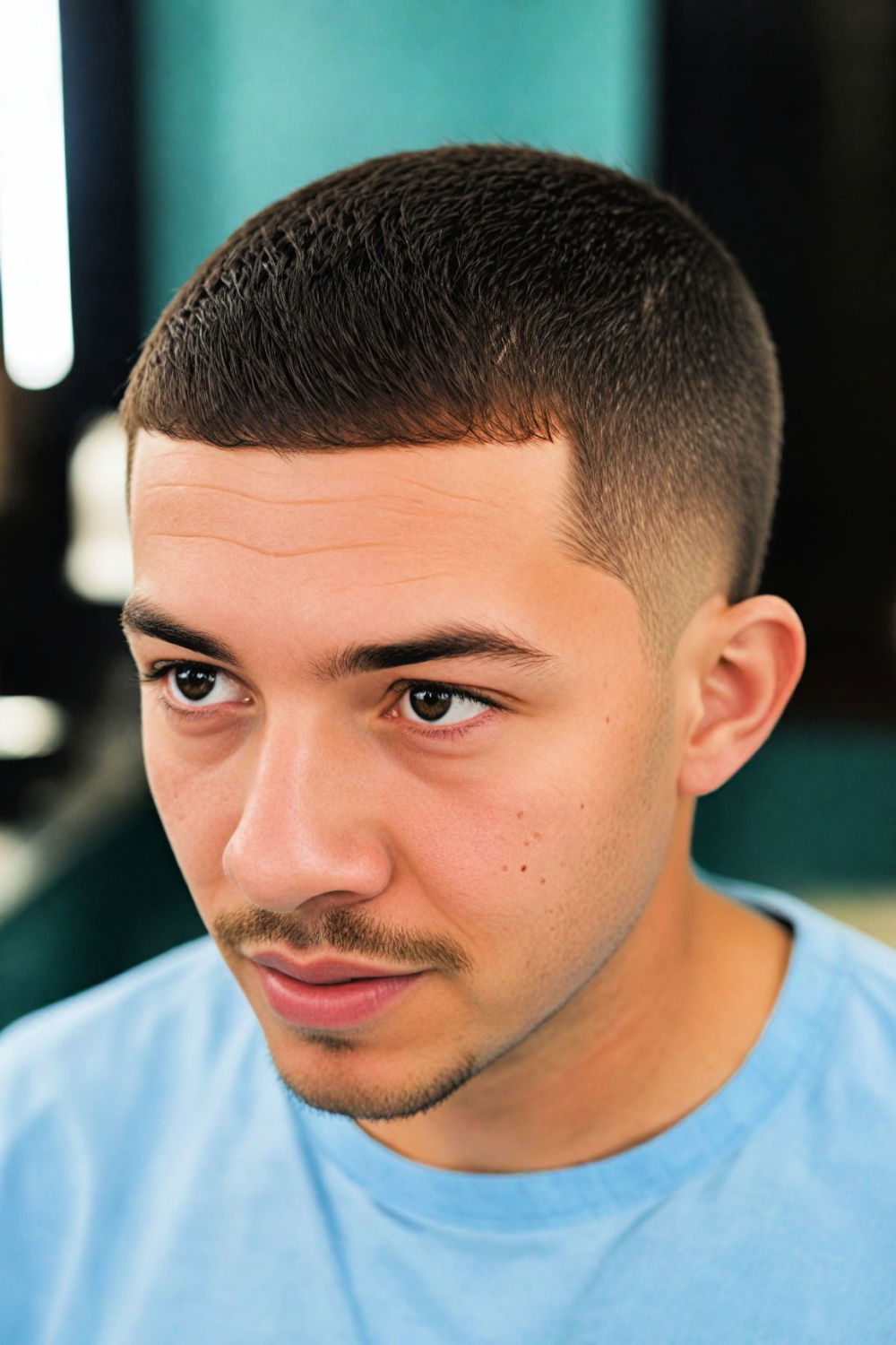 brush cut for round face men