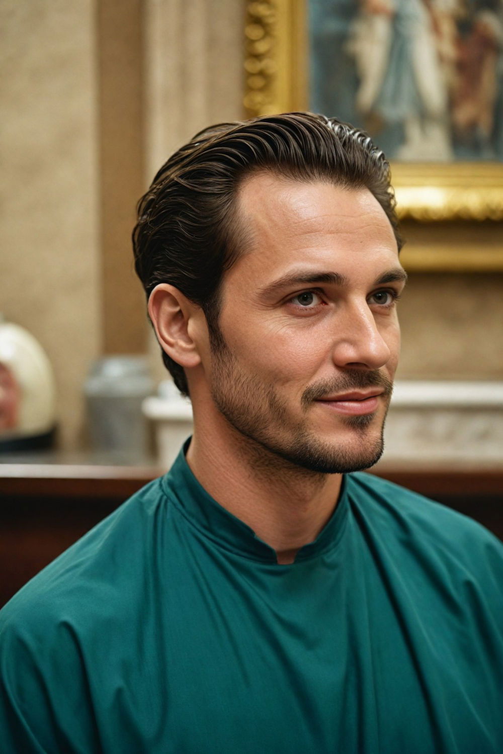 brushed back waves hairstyle