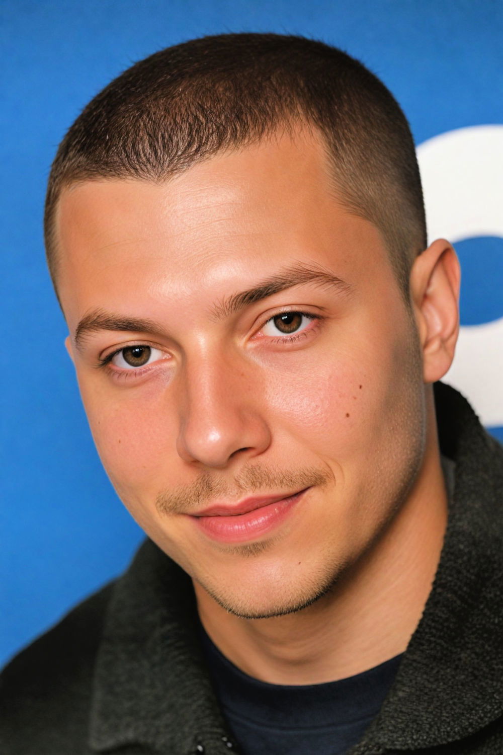 buzz cut with line up haircut for round face men