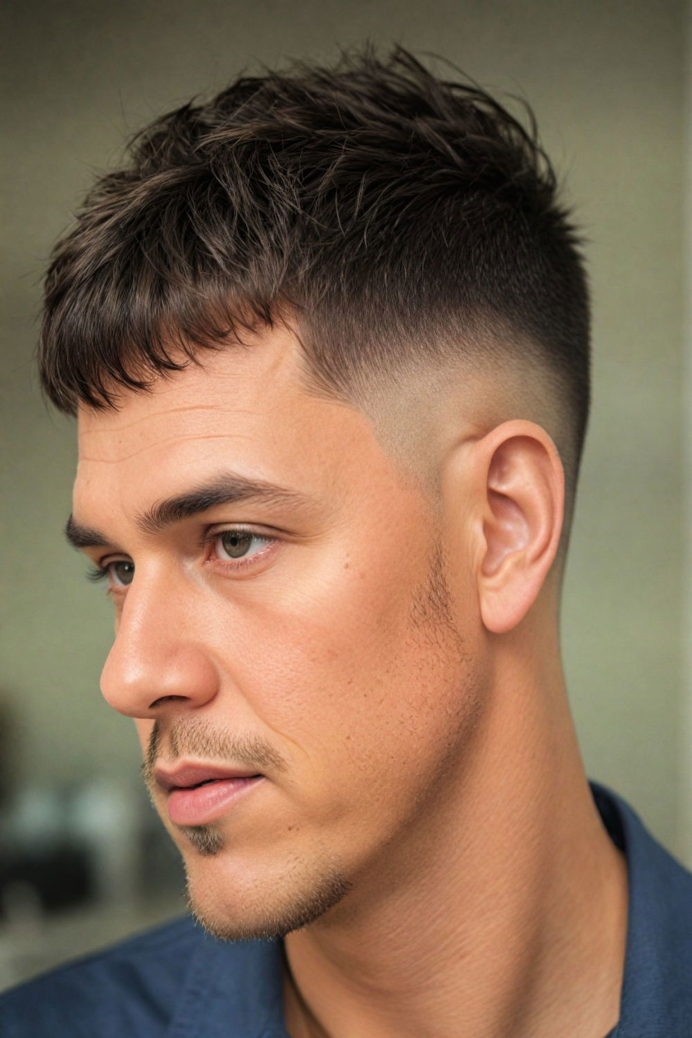 caesar cut haircut for round face men