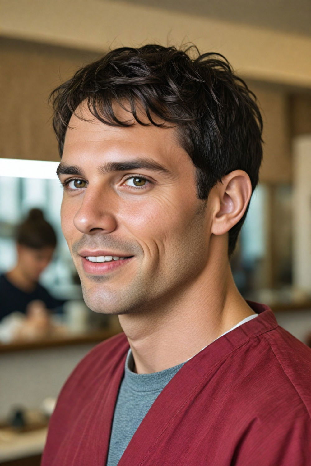 caesar haircut 90s hairstyle men