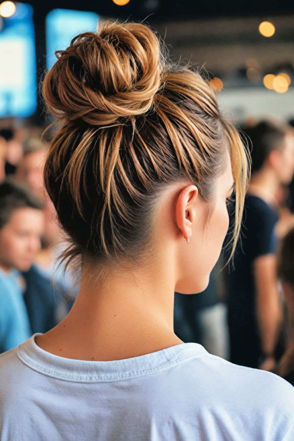 carefree effortless chic messy bun hairstyle
