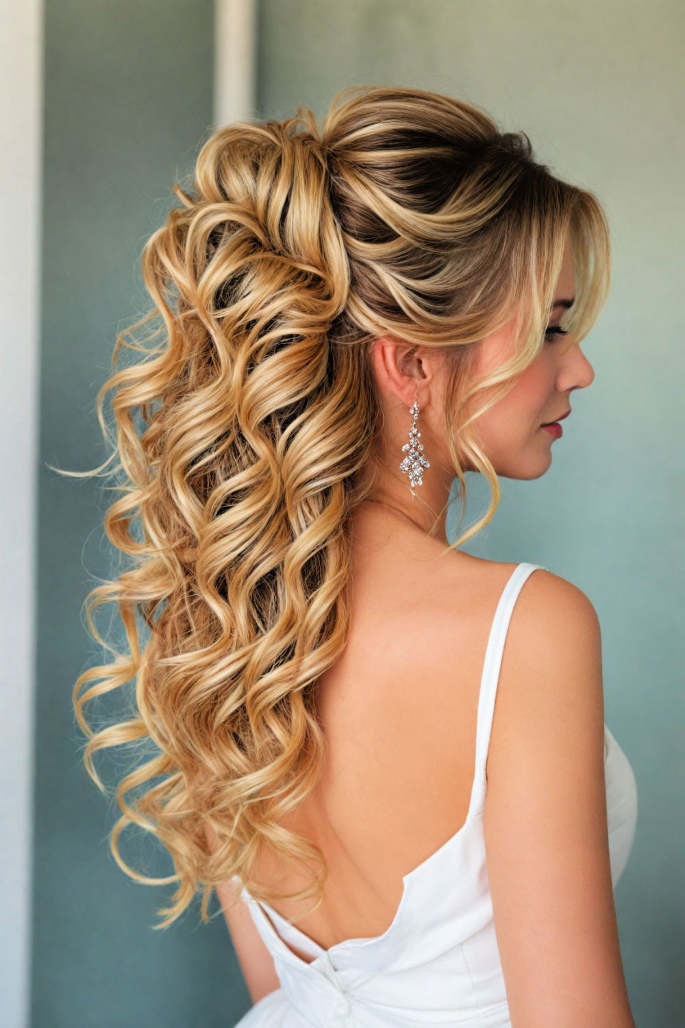 cascading curls updo