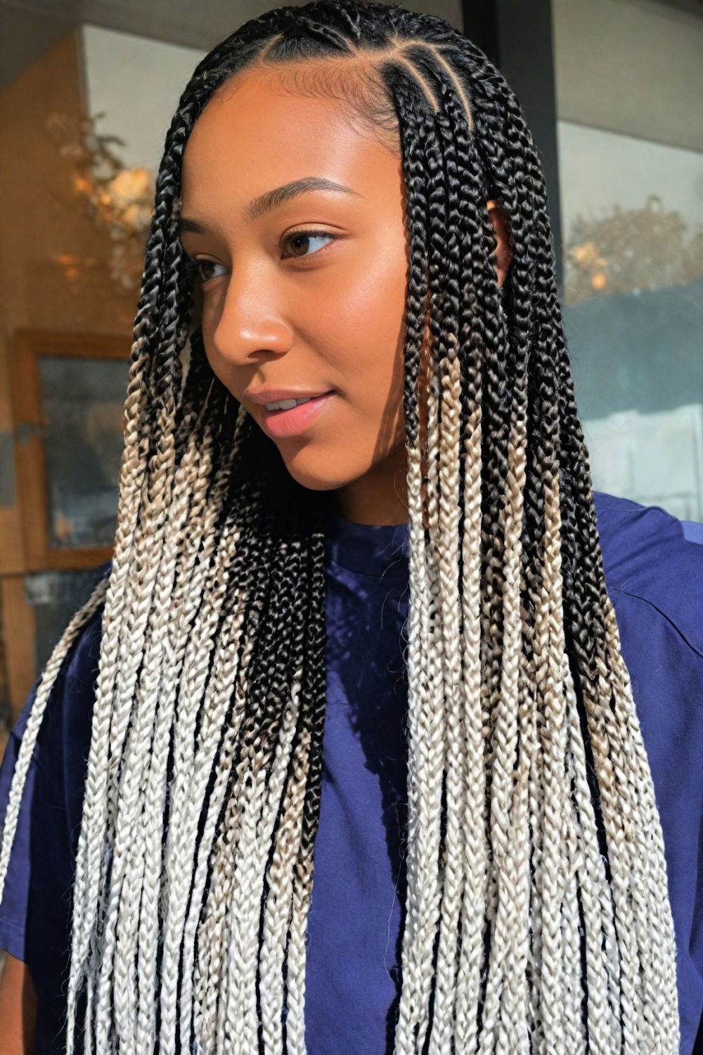 chic and comfortable medium knotless braids hairstyle