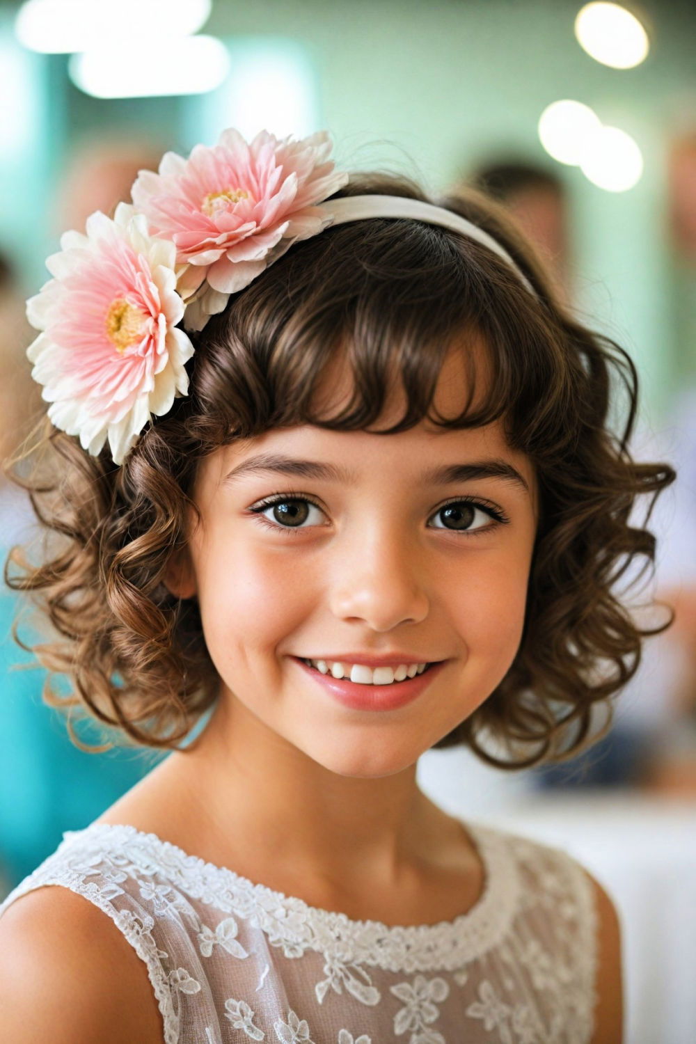 chic and manageable curly bob with a headband