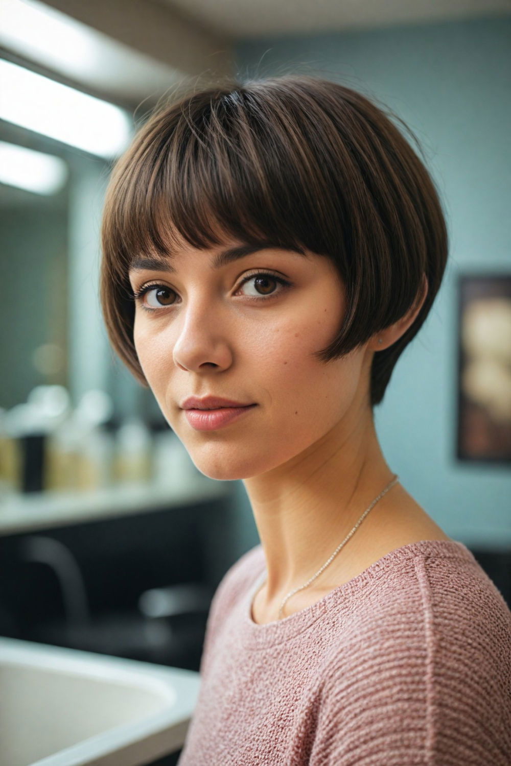 chic modern short layered bowl cut