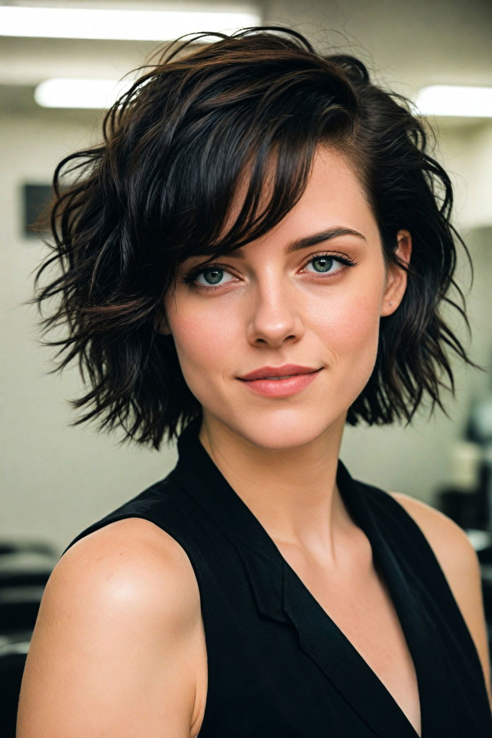 choppy layers low maintenance short wavy hairstyle