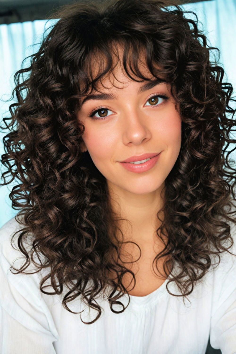 choppy layers with curtain bangs