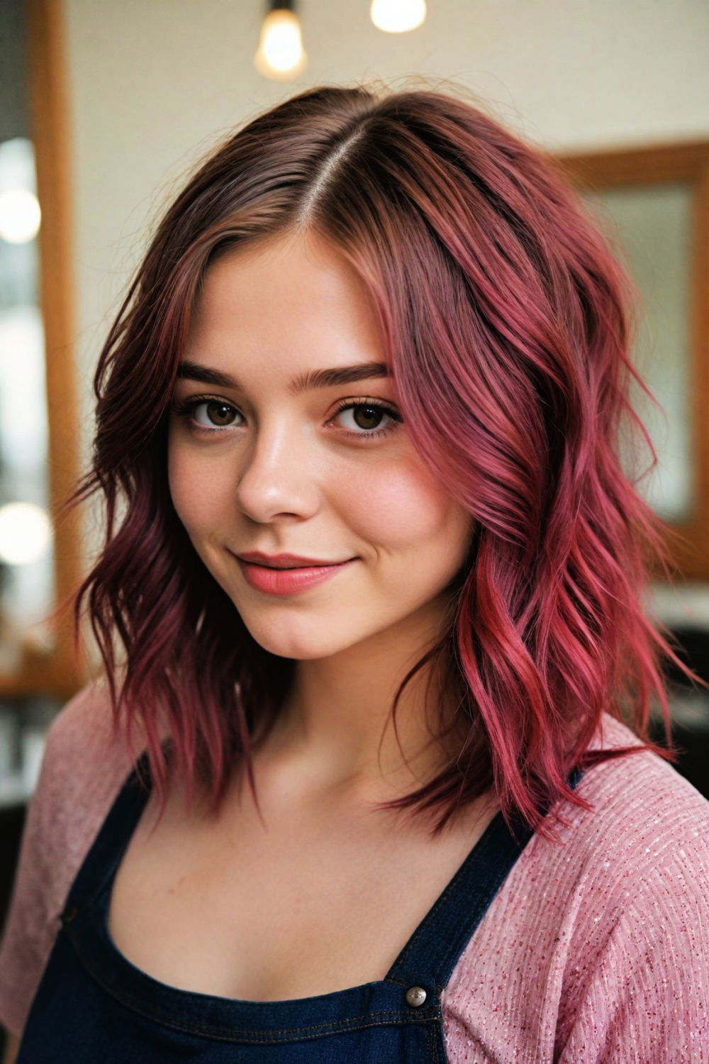 choppy midi cut medium length hairstyle for thin hair